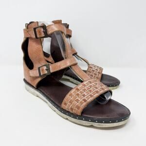 Bed Stu ROAN Tan Leather Flat Gladiator Sandals Women's Size 6 Made in India EUC